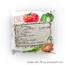 Load image into Gallery viewer, Custom Recipe Pillow Cover - we will type your recipe on our card design