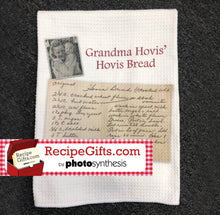 Load image into Gallery viewer, Personalized Recipe Waffle Towel using one of Aunt Lisa's Designs