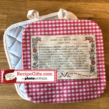 Load image into Gallery viewer, Custom Recipe Hot Pad- we will type your recipe on our card design