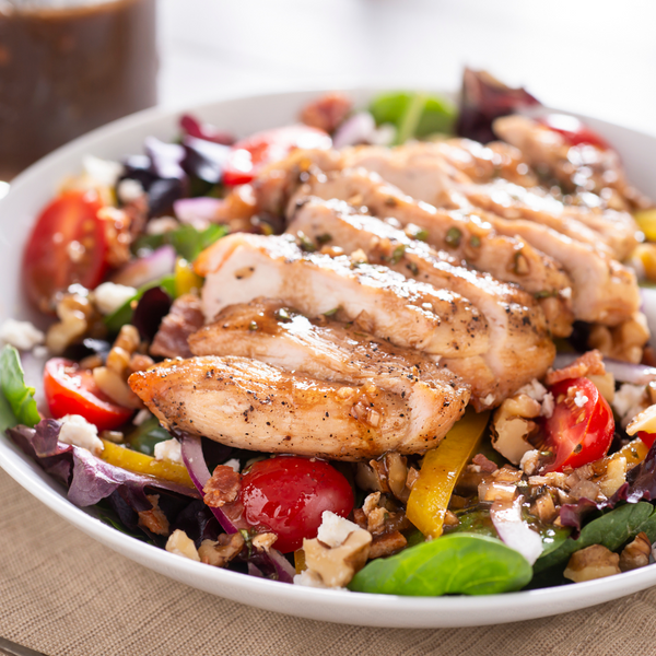 Green Veggie Bowl with Chicken & Lemon-Tahini Dressing