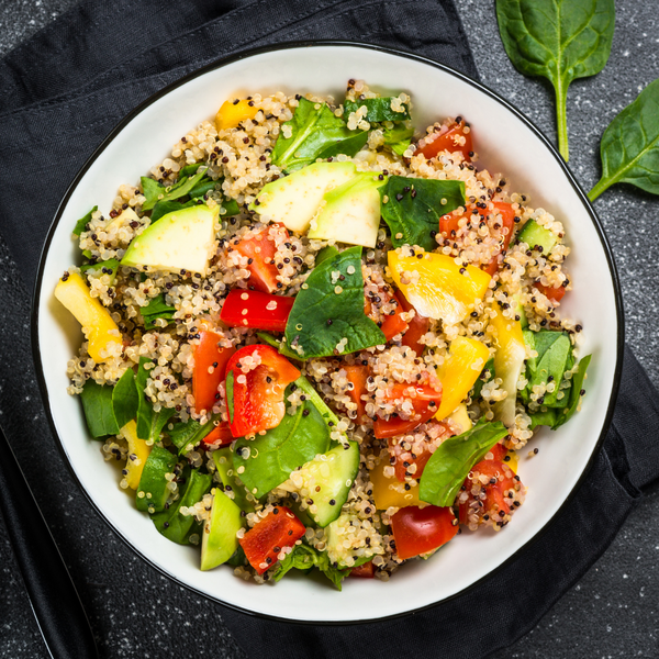 Vegan Roasted Vegetable Quinoa Bowl with Creamy Green Sauce
