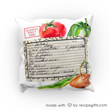 Load image into Gallery viewer, Custom Recipe Pillow Cover - we will type your recipe on our card design
