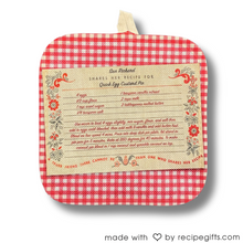 Load image into Gallery viewer, Custom Recipe Hot Pad- we will type your recipe on our card design
