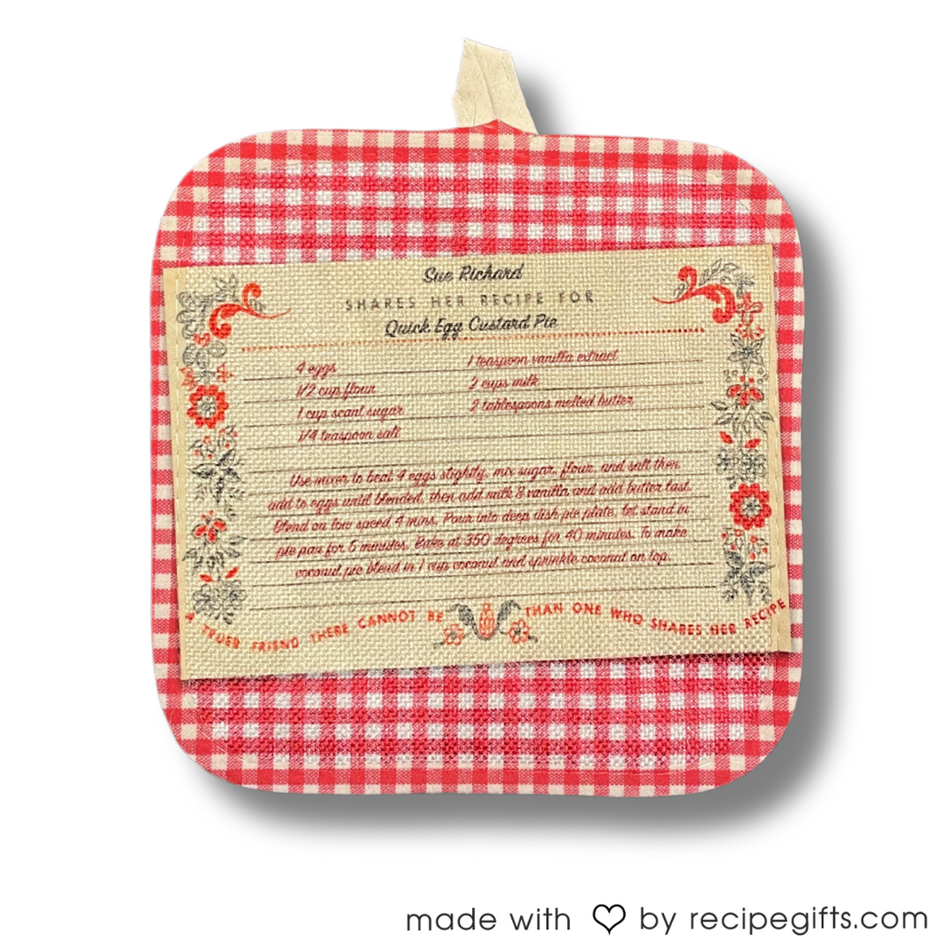 Custom Recipe Hot Pad- we will type your recipe on our card design