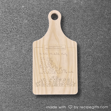 Load image into Gallery viewer, Wood Custom Recipe Paddle Cutting Board
