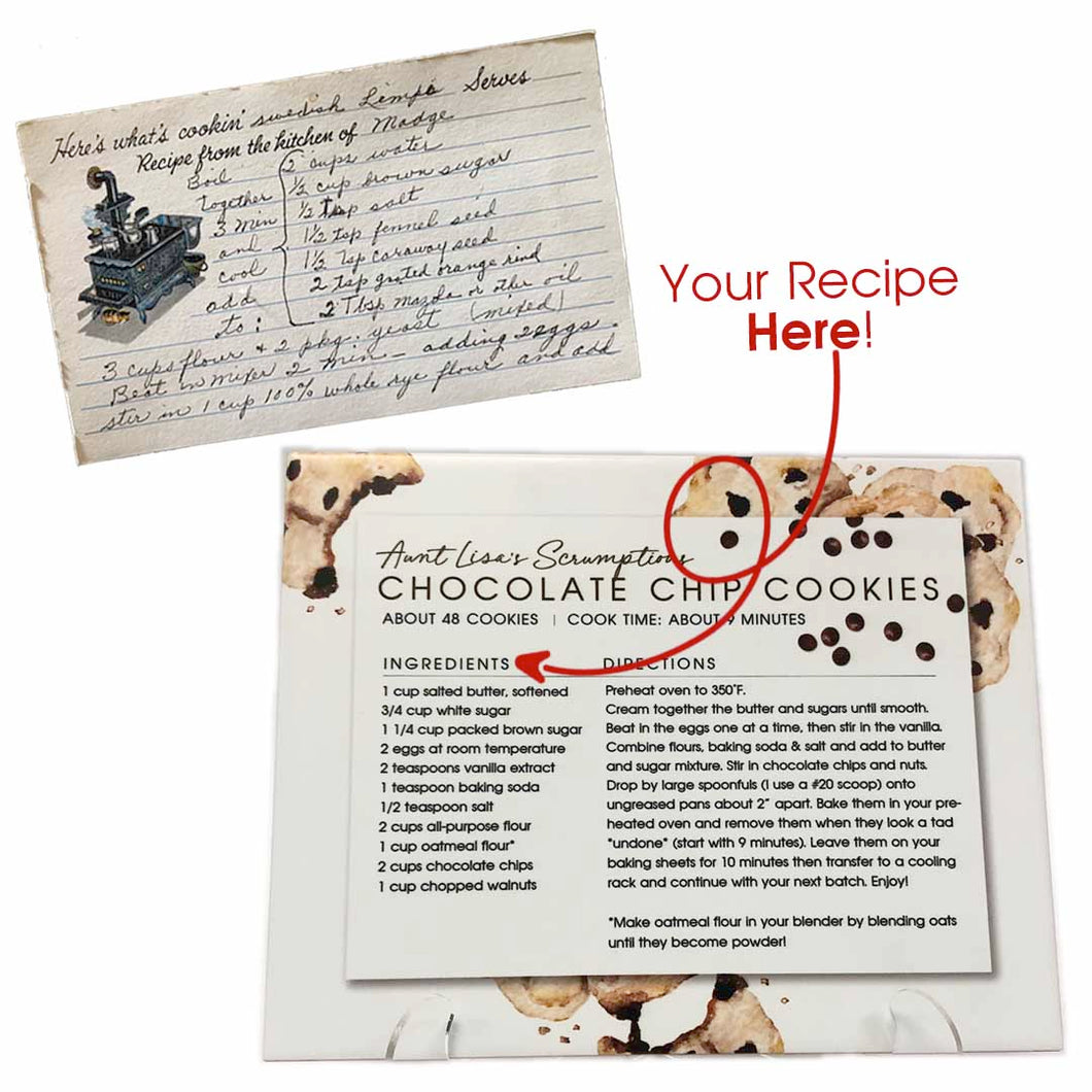 Personalized Recipe Ceramic Tile Using One of Aunt Lisa's Designs